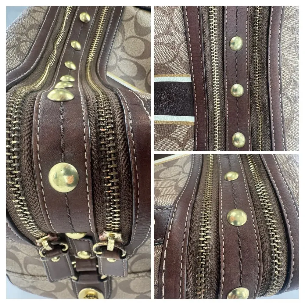 Coach Vintage Heritage Stripe Signature Buckle Brown Bag